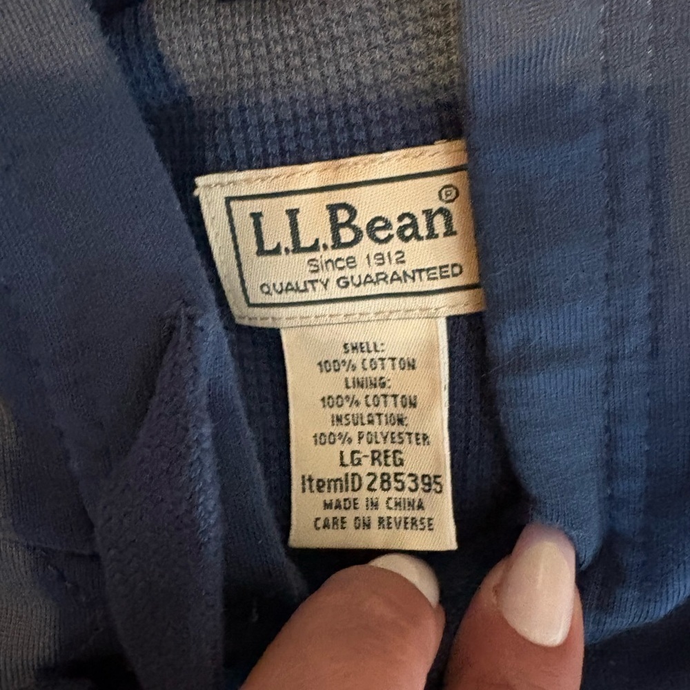 L.L. Bean Quilted Cotton Zip Jacket Blue Large Regular - Picture 3 of 14